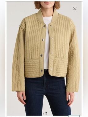 rag & bone Quilted Bomber Jacket in Beige